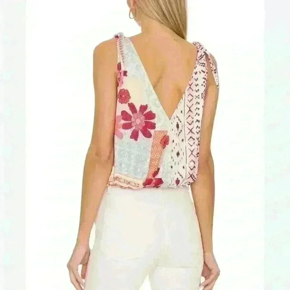 Free People Tied To You Tank Top In Tropical Combo Sz: Medium M - Picture 2 of 9
